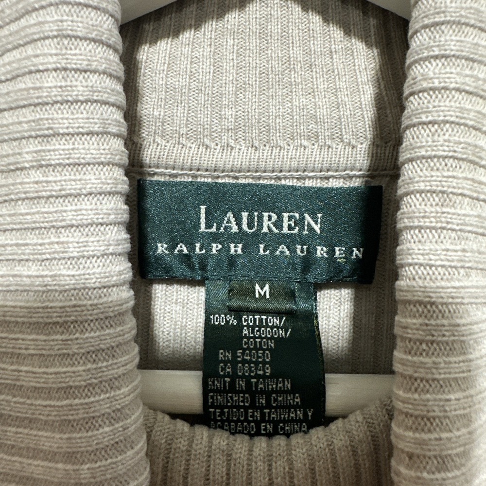 Ralph Lauren LRL Beige Turtle Neck Sweater Ribbed Women's Size M Long Sleeve - Picture 3 of 9